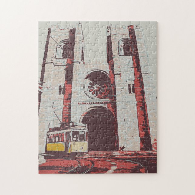 Lisbon gift Portugal, cathedral with trolley Jigsaw Puzzle (Vertical)