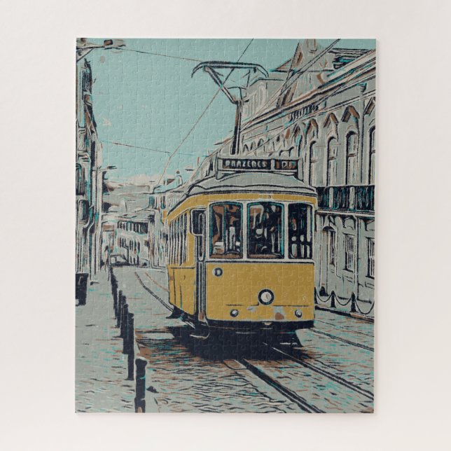 Lisbon gift Portugal, typical view with trolley Jigsaw Puzzle (Vertical)