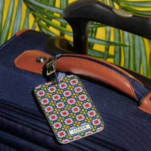 Lisbon house colourful tiles pattern luggage tag