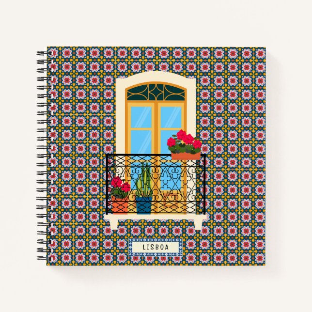 Lisbon house window with plants and tiles notebook (Front)