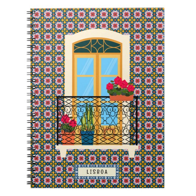 Lisbon house window with plants and tiles notebook (Front)