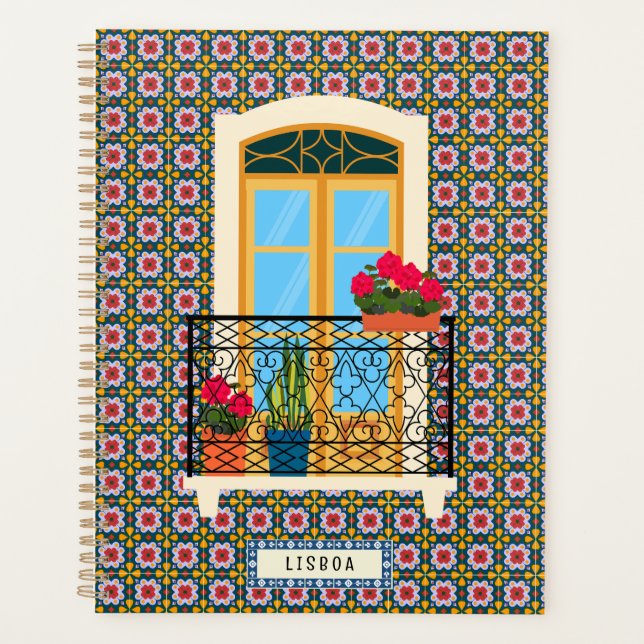 Lisbon house window with plants and tiles planner (Front)
