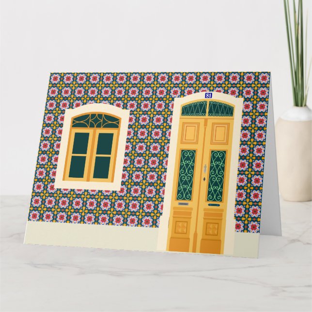Lisbon house with tiles card (Front)