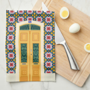 Lisbon house with tiles kitchen towel