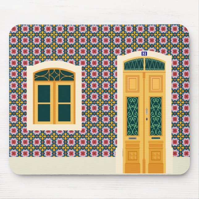 Lisbon house with tiles mouse pad (Front)
