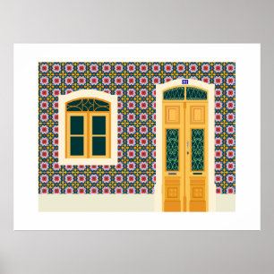 Lisbon house with tiles poster