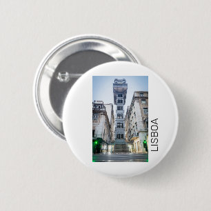 Lisbon in Portugal with Retro Elevator Souvenir 2 Inch Round Button