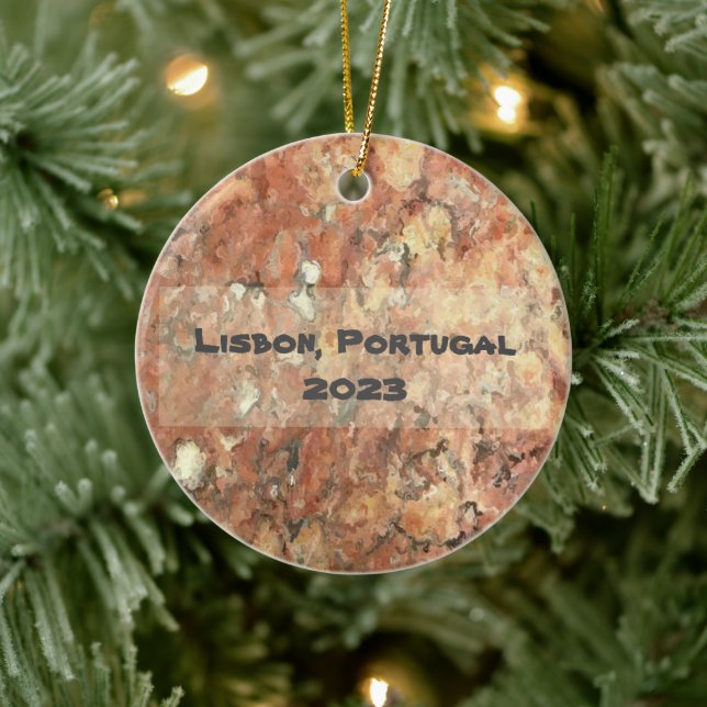 Lisbon Orange Brown Abstract  Ceramic Ornament (Tree)