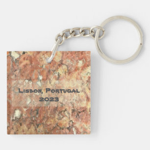 Lisbon Orange Brown Abstract Keychain