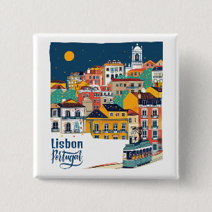 Lisbon Portugal 2 Inch Square Button