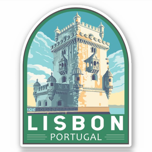 Lisbon Portugal Belem Tower Travel Retro Emblem (Front)