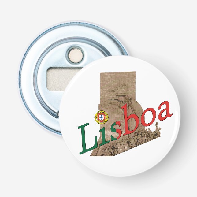 Lisbon Portugal Button Bottle Opener (Front)