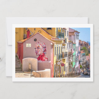 Lisbon, Portugal, Colourful Mural, Note Card