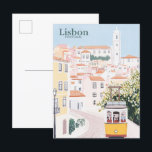 Lisbon Portugal Gouache Paint Illustration Travel Postcard<br><div class="desc">Lisbon Portugal Gouache Paint Illustration soft pastel colour vintage style</div>
