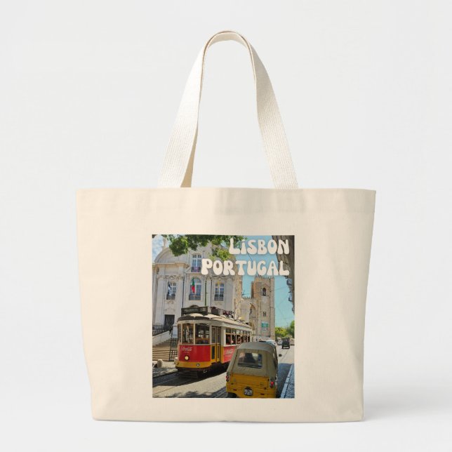 Lisbon, Portugal Large Tote Bag (Front)