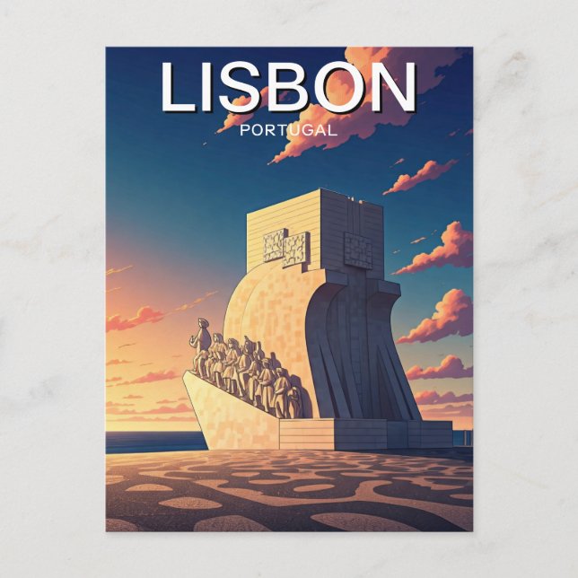 Lisbon Portugal Monument of the Discoveries Sunset Postcard (Front)