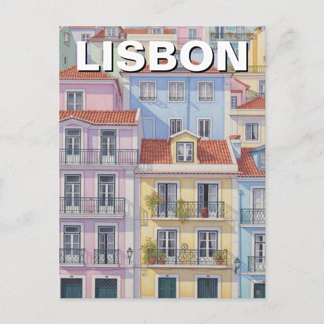 Lisbon Portugal Pantheon Alfama Pastel Postcard (Front)