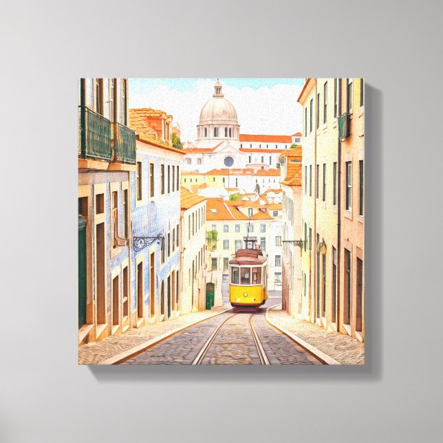 Lisbon Portugal Pantheon Alfama Watercolor Canvas Print (Front)