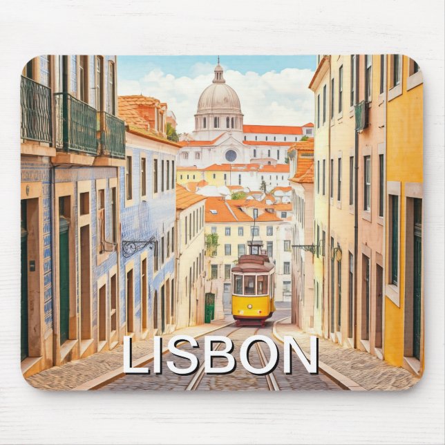 Lisbon Portugal Pantheon Alfama Watercolor Mouse Pad (Front)