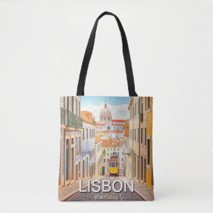 Lisbon Portugal Pantheon Alfama Watercolor Tote Bag