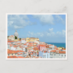 Lisbon Portugal Red Rooftops Ocean View Photo Postcard