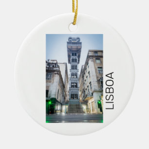 Lisbon Portugal Retro Elevator Holiday Souvenir Ceramic Ornament