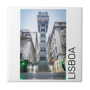 Lisbon Portugal Retro Elevator Holiday Souvenir Tile