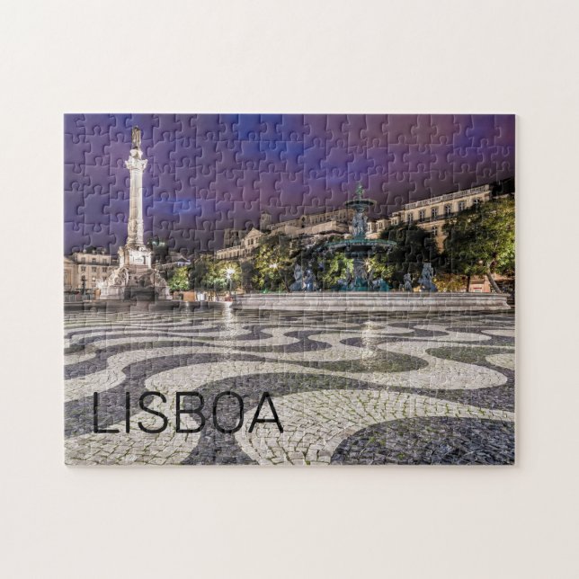 Lisbon Portugal Rossio Square Holiday Souvenir Jigsaw Puzzle (Horizontal)