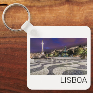 Lisbon Portugal Rossio Square Holiday Souvenir Keychain