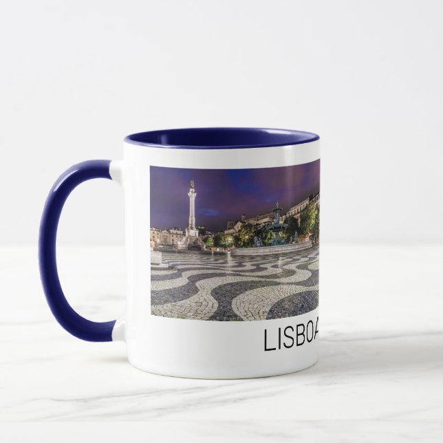 Lisbon Portugal Rossio Square Holiday Souvenir Mug (Left)