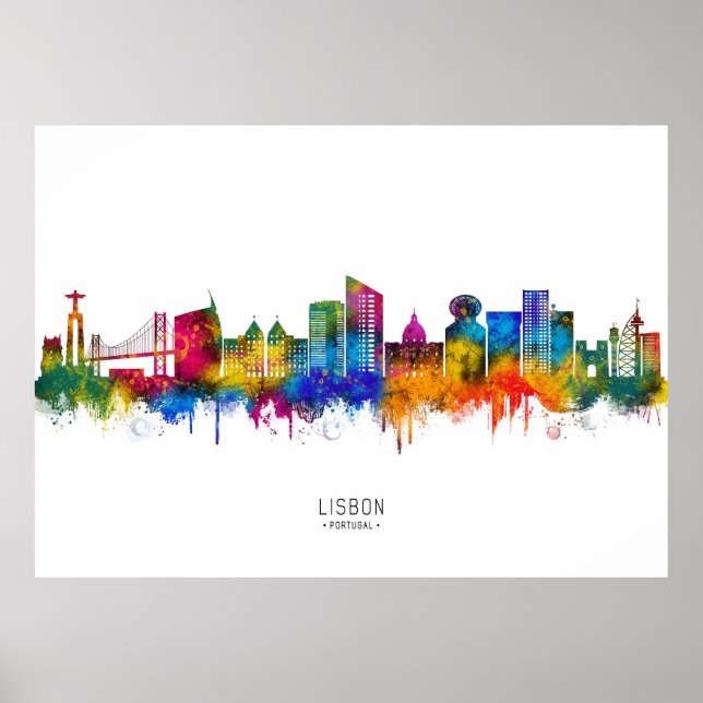 Lisbon Portugal Skyline Poster (Front)