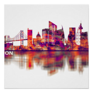 Lisbon Portugal Skyline Poster