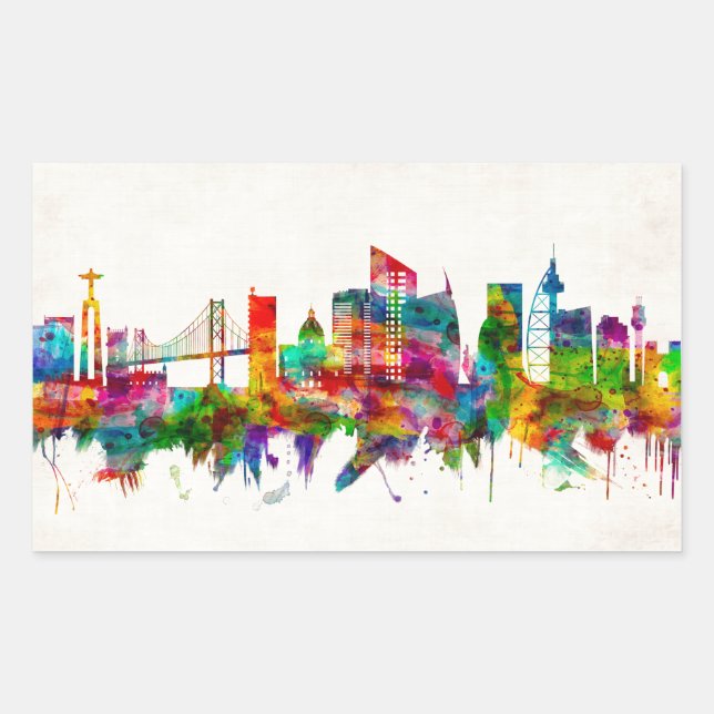 Lisbon Portugal Skyline Sticker (Front)