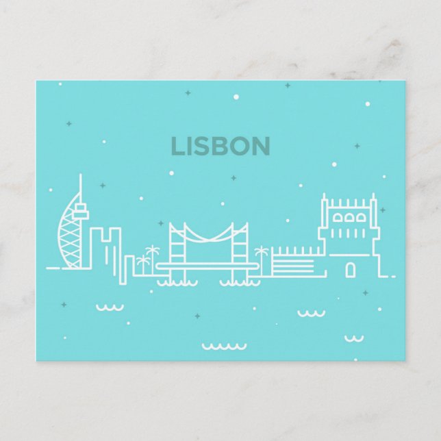 Lisbon Portugal skyline travel postcard (Front)