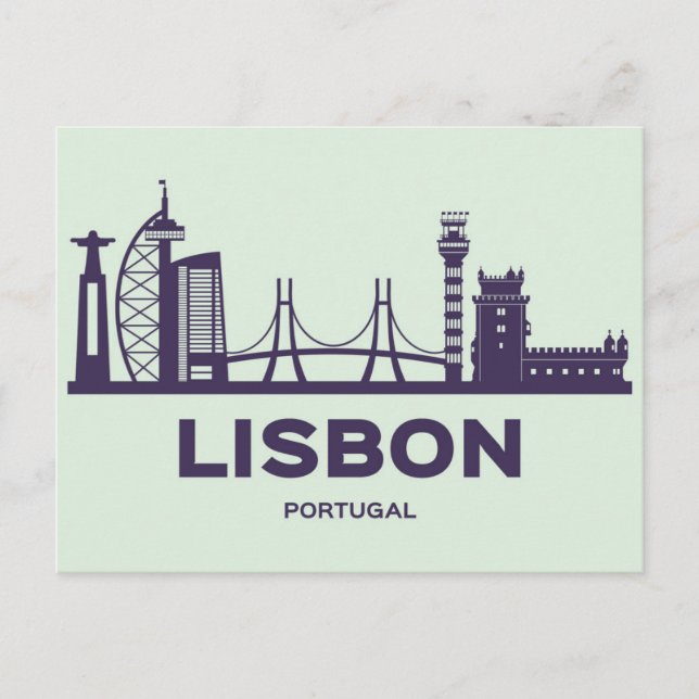 Lisbon Portugal skyline travel postcard (Front)