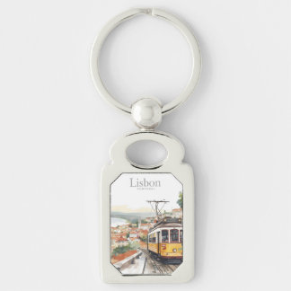 Lisbon Portugal skyline - Vintage tram Travel Art Keychain
