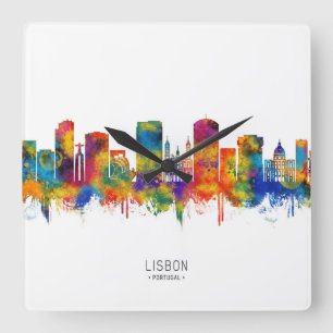 Lisbon Portugal Square Wall Clock
