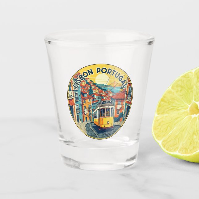 Lisbon Portugal Travel Alfama Shot Glass (Front)