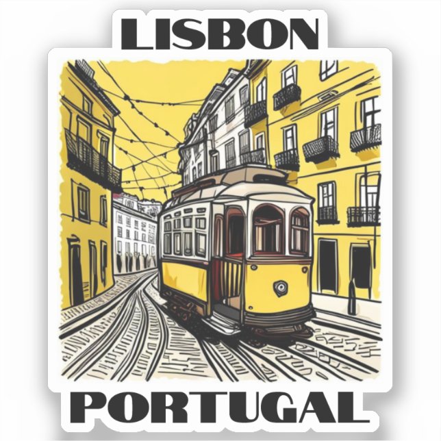 Lisbon Portugal Travel Vinyl Sticker (Front)
