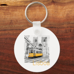 Lisbon Portugal Vintage Holiday Tram Souvenir Keychain