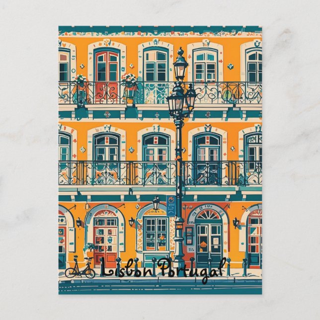 Lisbon Portugal vintage pastel Postcard (Front)