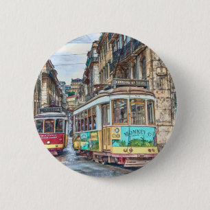 Lisbon Portugal Vintage Travel 2 Inch Round Button