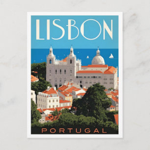 Lisbon Portugal Vintage Travel Postcard