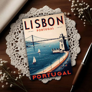 Lisbon Portugal Vintage Travel Postcard