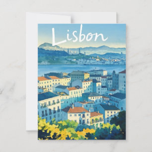 Lisbon Portugal watercolor Postcard