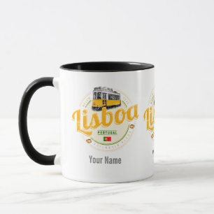Lisbon Portugal with Retro Tram Vintage Souvenir L Mug