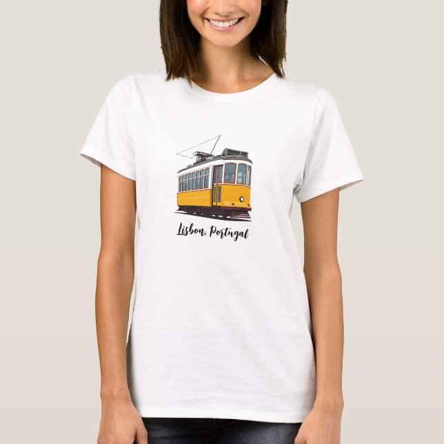 Lisbon Portugal Yellow Tram T-Shirt (Front)