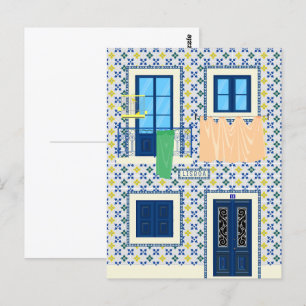 Lisbon Portuguese house with tiles and bird Postcard