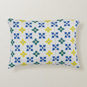 Lisbon pretty tiles or azulejo pattern accent pillow
