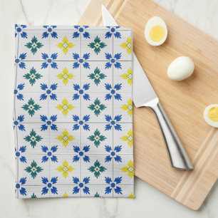 Lisbon pretty tiles or azulejo pattern kitchen towel